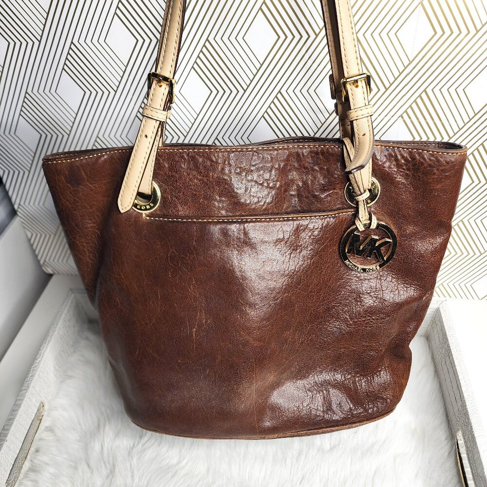 Michael Kors Brown leather tote with gold hardware